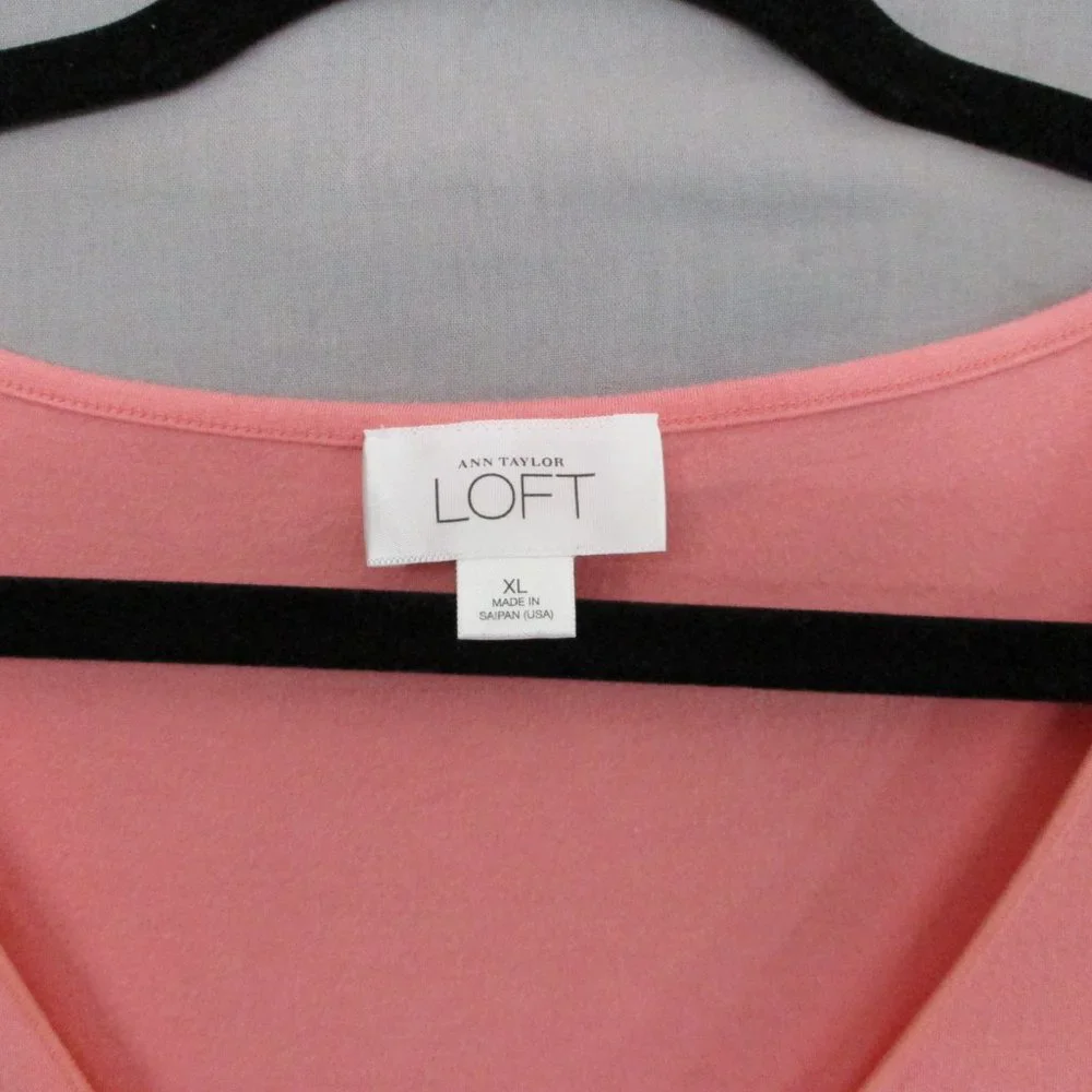 Loft V-Neck Long Sleeve Top Pink Women Size | XL - Picture 2 of 6